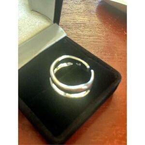 Silver Minimalist Double Band Bar Ring Simplistic Trendy Chic Artisan Jewelry